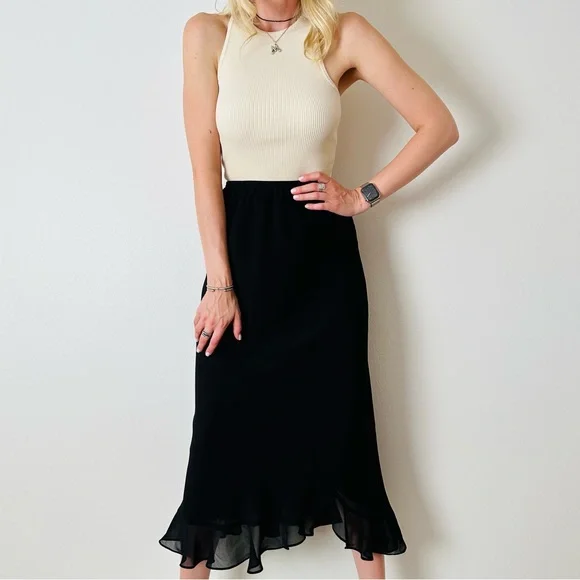 Vintage Metaphor black chiffon tulip hem skirt long maxi - Picture 1 of 6